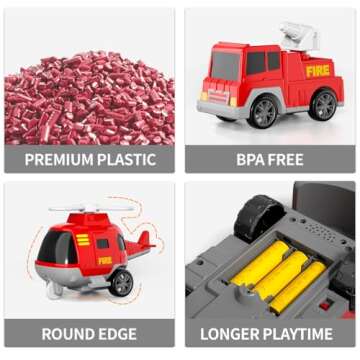 Bennol Toddler Trucks Toys for Boys Age 1-3 3-5, 5 in 1 Fire Car Truck for Girls 1 2 3 4 5 6 Years Old, Christmas Birthday Gift Car Sets with Light Sound