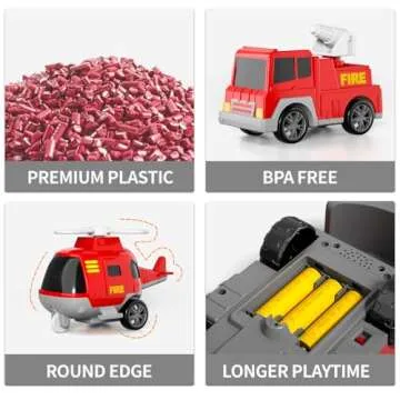 Bennol Toddler Trucks Toys for Boys Age 1-3 3-5, 5 in 1 Fire Car Truck for Girls 1 2 3 4 5 6 Years Old, Christmas Birthday Gift Car Sets with Light Sound