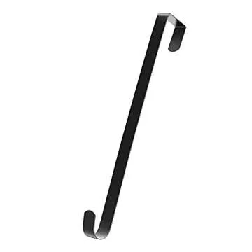 15 Inch Wreath Hanger for Front Door -Thin Metal Hook for Wreath, Door Sign Holiday Decorations Holder (Black, 1)