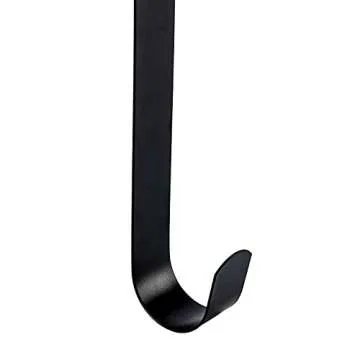 15 Inch Wreath Hanger for Front Door -Thin Metal Hook for Wreath, Door Sign Holiday Decorations Holder (Black, 1)