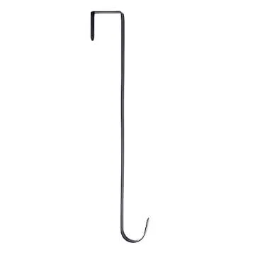 15 Inch Wreath Hanger for Front Door -Thin Metal Hook for Wreath, Door Sign Holiday Decorations Holder (Black, 1)