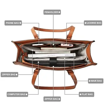 Waterproof Leather Laptop Tote Bag for Women 15.6 Inch