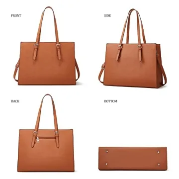 Waterproof Leather Laptop Tote Bag for Women 15.6 Inch