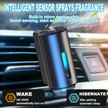 Smart Car Air Freshener, Car Air Freshener Diffuser, Rechargeable Car Aroma Diffuser, 3 Levels of Adjustable Intelligent Car Diffuser with 3 Bottles of Cologne, Men's Fragrance