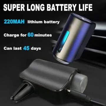 Smart Car Air Freshener, Car Air Freshener Diffuser, Rechargeable Car Aroma Diffuser, 3 Levels of Adjustable Intelligent Car Diffuser with 3 Bottles of Cologne, Men's Fragrance