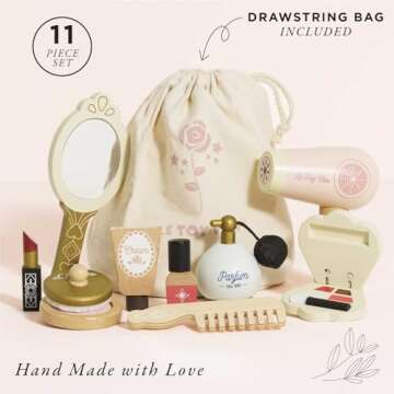 Le Toy Van - Wooden Cosmetic Set With Bag Role Play Toy | Star Beauty Bag Pretend Play Set - Suitabl...