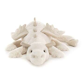 Jellycat Snow Dragon Stuffed Animal, Large 19.5 inches - Mythical Plush Toy - Classic Children's Gift
