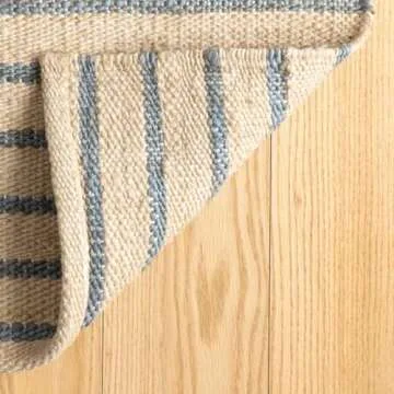 Dash and Albert Moana Jute Area Rug - 5' x 8' Blue Stripe Handwoven Accent Rug - Durable, Eco-Friendly, High Traffic Areas Hallway, Stairs, Living Room