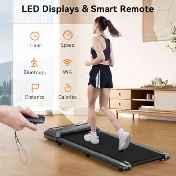 DeerRun 2024 Upgrade Walking Pad - Raceable Smart Under Desk Treadmill with Rewards Program, Quick Setup, 2.5HP, APP/Remote Control, LED Display, 300 lbs Capacity