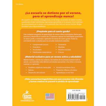Summer Bridge Activities Spanish 3rd to 4th Grade Workbook, Activity Book With Math, Reading Compreh...