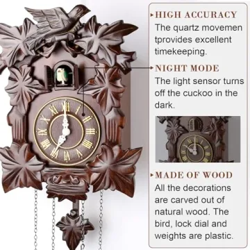 Kendal Handcrafted Wood Cuckoo Clock Perfect for Home Decor