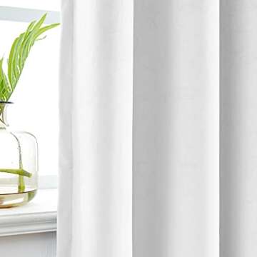 TWOPAGES 52 W x 84 L Pinch Pleat Curtain Room Darkening Velvet Curtain Drapery Panel for Traverse Rod or Track, Living Room Bedroom Meetingroom Club Theater Patio Door (1 Panel), White