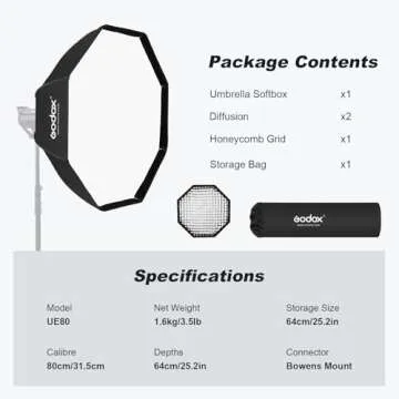 Godox SB-UE 32" Umbrella Octagon Softbox with Grid