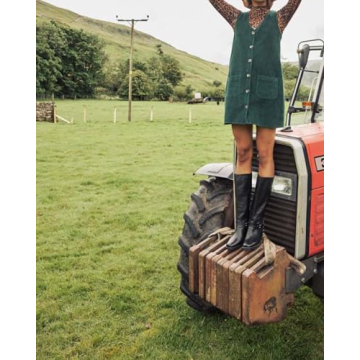 SCOFEEL Women's Corduroy Mini Pinafore Dress Overall V Neck Jumper Dress Green