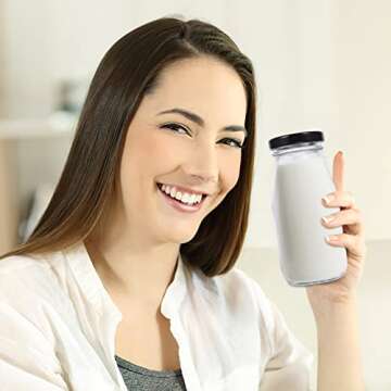 UPKOCH 4pcs Glass Bottles Glass Milk Bottles with Lids Juice Bottles with Caps 250ml Vintage Contain...