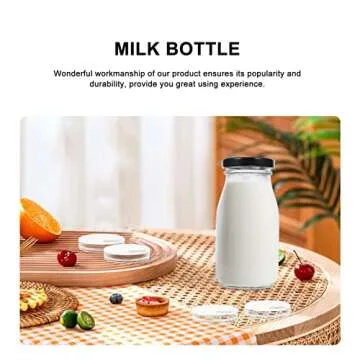 UPKOCH 4pcs Glass Bottles Glass Milk Bottles with Lids Juice Bottles with Caps 250ml Vintage Container Drinking Bottles Beverage Bottle for Smoothies Tea