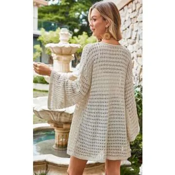 Chic Women's Crochet Cardigan Beach Cover Up Lightweight