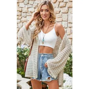 Chic Women's Crochet Cardigan Beach Cover Up Lightweight