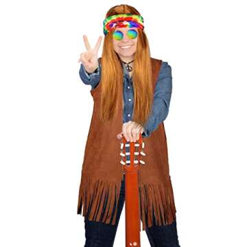 Men's Hippie Costume with Fringe Vest for Parties
