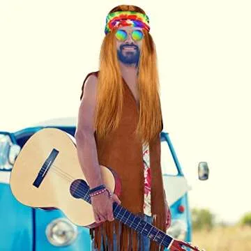 Men's Hippie Costume with Fringe Vest for Parties