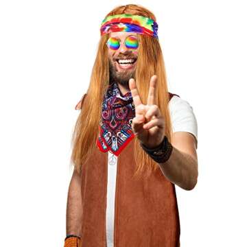 Men's Hippie Costume with Fringe Vest for Parties