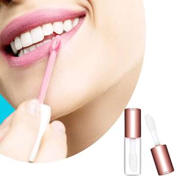 Mydio 50 Pack 1.2ML Clear Mini Lip Gloss Tube Empty Lip Balm Containers With Rose Gold Lid for Lipstick (Rose Gold)