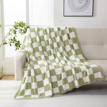 YIRUIO Throw Blanket Checkered Chessboard Fluffy Fuzzy Warmer Comfort Reversible Super Soft Cozy Dec...