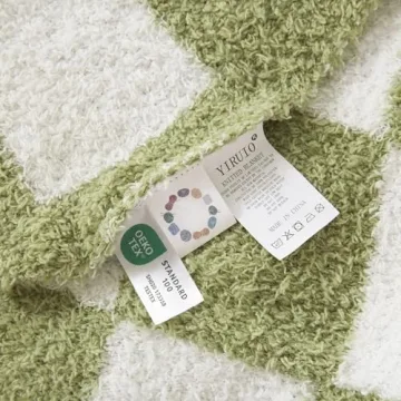 YIRUIO Throw Blanket Checkered Chessboard Fluffy Fuzzy Warmer Comfort Reversible Super Soft Cozy Decor for Home Bed Couch Sofa Room (Sage Green, 51'' X 63'')