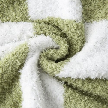 YIRUIO Throw Blanket Checkered Chessboard Fluffy Fuzzy Warmer Comfort Reversible Super Soft Cozy Decor for Home Bed Couch Sofa Room (Sage Green, 51'' X 63'')