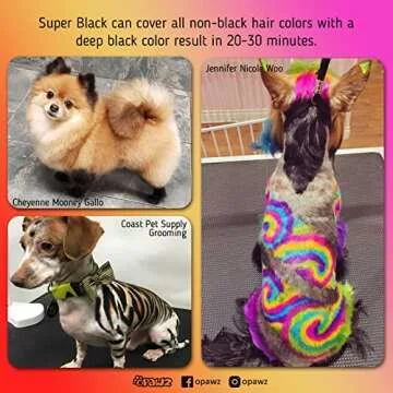 OPAWZ Permanent Dog Hair Dye, Pet Hair Dye Safely Used by Grooming Salons for a Decade, Pet Safe Dye Lasts Over 20 Washes, Bright Color for Dogs and Horses (Super Black)