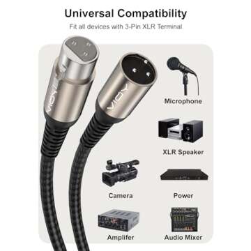 VIOY XLR Microphone Cable 10 FT + 10 FT Balanced Cord