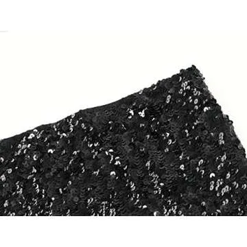 MANER Women's Sequin Skirt Sparkle Stretchy Bodycon Mini Skirts Night Out Party (M/US 8-10, Black)
