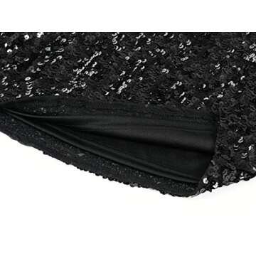 MANER Women's Sequin Skirt Sparkle Stretchy Bodycon Mini Skirts Night Out Party (M/US 8-10, Black)