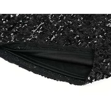 MANER Women's Sequin Skirt Sparkle Stretchy Bodycon Mini Skirts Night Out Party (M/US 8-10, Black)