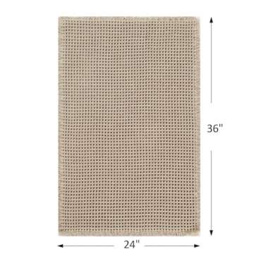 Anibedding Waffle Bath Mat 24"x36" - Washable Bathroom Floor Mat for Modern Bathroom - Non-Slip Bath...