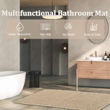 Anibedding Waffle Bath Mat 24"x36" - Washable Bathroom Floor Mat for Modern Bathroom - Non-Slip Bathmat Available in Beige and Versatile for Small Bathroom