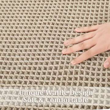 Anibedding Waffle Bath Mat 24"x36" - Washable Bathroom Floor Mat for Modern Bathroom - Non-Slip Bathmat Available in Beige and Versatile for Small Bathroom