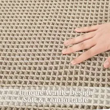 Anibedding Waffle Bath Mat 24"x36" - Washable Bathroom Floor Mat for Modern Bathroom - Non-Slip Bathmat Available in Beige and Versatile for Small Bathroom