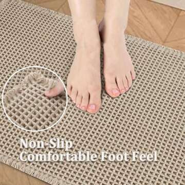 Anibedding Waffle Bath Mat 24"x36" - Washable Bathroom Floor Mat for Modern Bathroom - Non-Slip Bathmat Available in Beige and Versatile for Small Bathroom