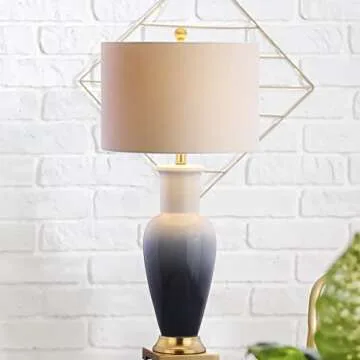 JONATHAN Y JYL3017A Dip Dye 31.5" Ceramic LED Table Lamp Coastal Traditional Bedside Desk Nightstand Lamp for Bedroom Living Room Office College Bookcase LED Bulb Included, Blue