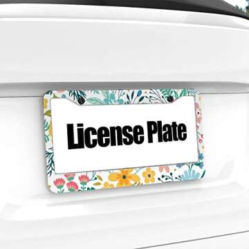 Bright Color Folk Flower License Plate Frame for Unique Style