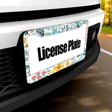 Bright Color Folk Flower License Plate Frame for Unique Style