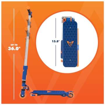 Valor Kick Scooter Toy, Ultra Compact & Lightweight Foldable Scooter Kids with ABEC7 Wheel Bearing, Outdoor Toys for Kids Ages 8-12 and Up, Blue & Orange