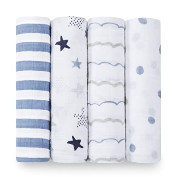 aden + anais Swaddle Blanket, Boutique Muslin Blankets for Girls & Boys, Baby Receiving Swaddles, Id...