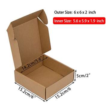 Sodissa 6x6x2 Inches Shipping Boxes Pack of 25, Brown Corrugated Cardboard Boxes for Small Bussiness...