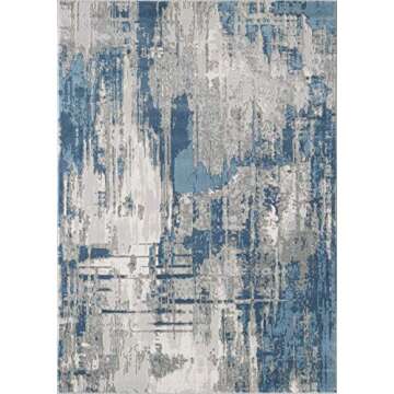 Abani Rugs Blue & Grey Abstract Motif Area Rug - Rustic Contemporary Modern Style, Vista Collection 5'3" x 7'6" Accent Rug