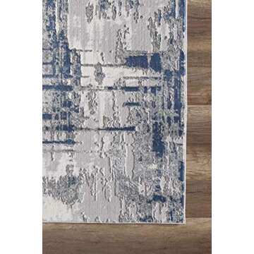 Abani Rugs Blue & Grey Abstract Motif Area Rug - Rustic Contemporary Modern Style, Vista Collection 5'3" x 7'6" Accent Rug