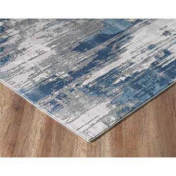 Abani Rugs Blue & Grey Abstract Motif Area Rug - Rustic Contemporary Modern Style, Vista Collection 5'3" x 7'6" Accent Rug
