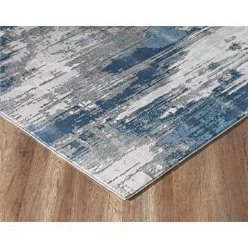 Abani Rugs Blue & Grey Abstract Motif Area Rug - Rustic Contemporary Modern Style, Vista Collection 5'3" x 7'6" Accent Rug