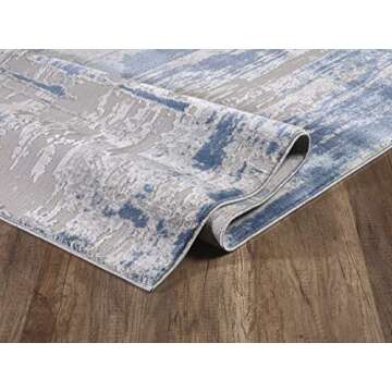 Abani Rugs Blue & Grey Abstract Motif Area Rug - Rustic Contemporary Modern Style, Vista Collection 5'3" x 7'6" Accent Rug